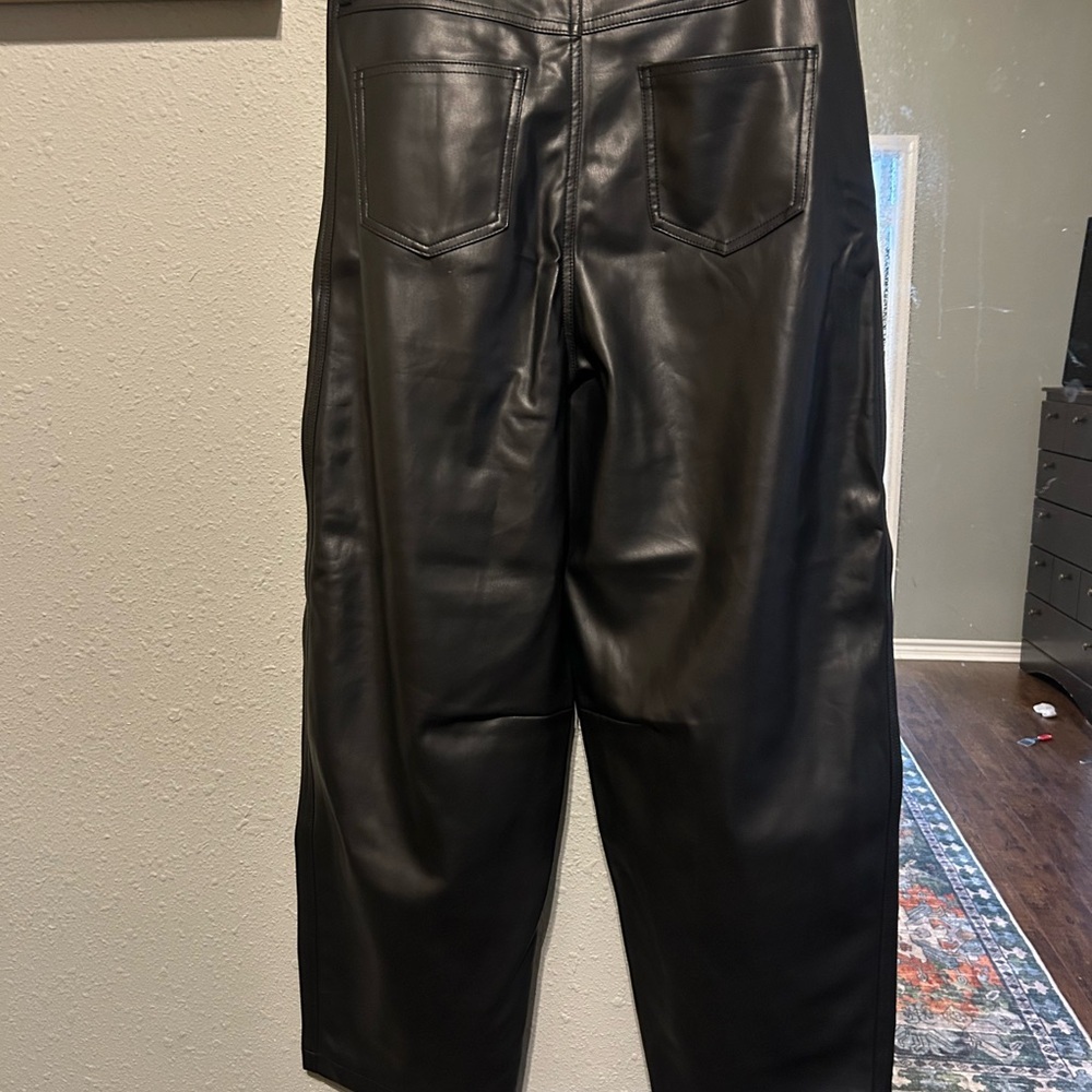 Marc New York Black Leather-Style Trousers - Picture 3 of 3